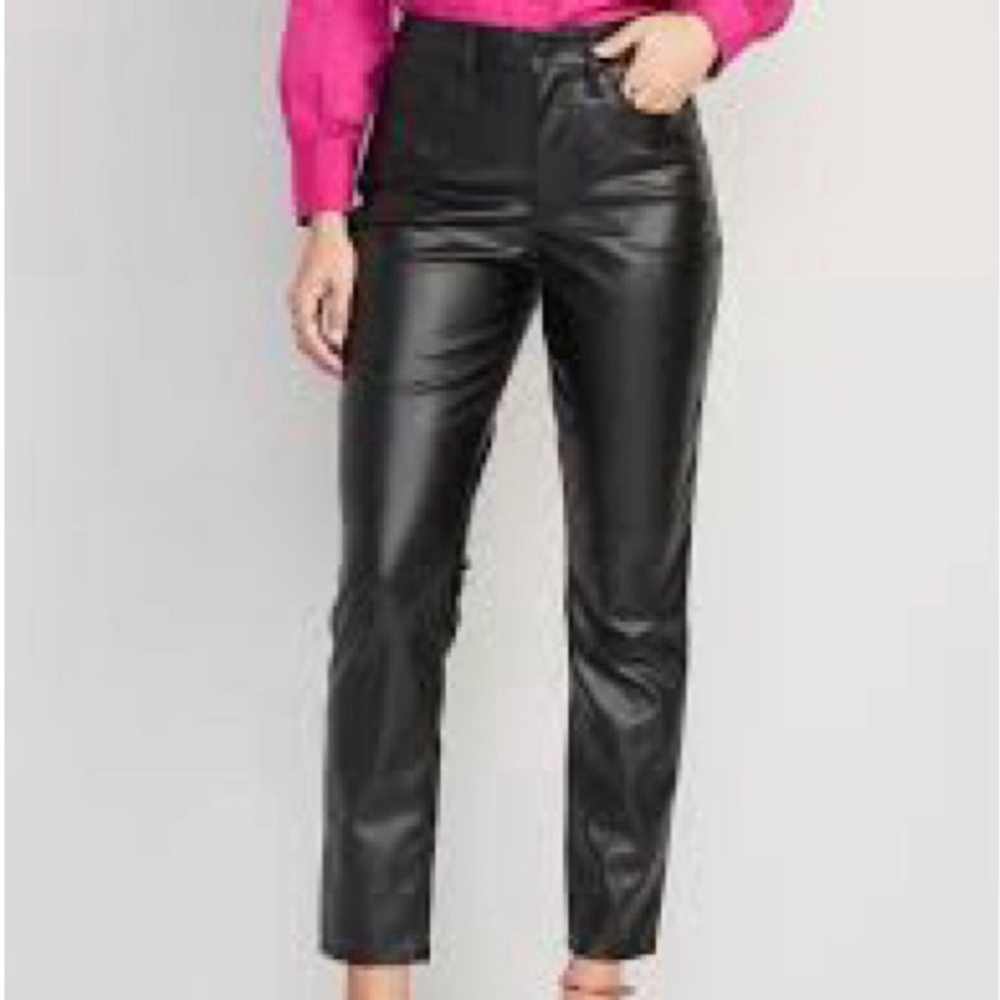 H&M Black Faux Leather Ankle Pants